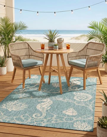 4' x 6' Easy-Clean Coastal Indoor / Outdoor Rug