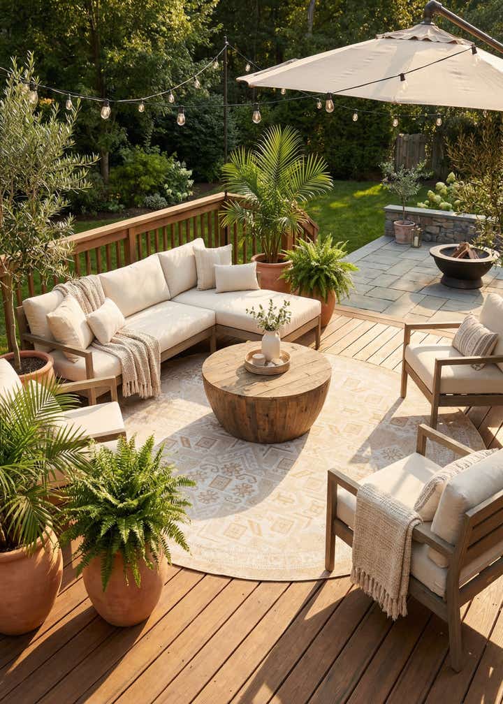 10' x 10' Easy-Clean Aztec Indoor / Outdoor Round Rug