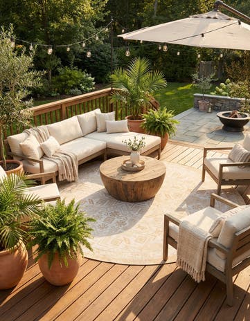 10' x 10' Easy-Clean Aztec Indoor / Outdoor Round Rug