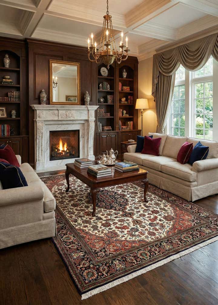 6' 8 x 9' 7 Hand Knotted Qom Persian Rug