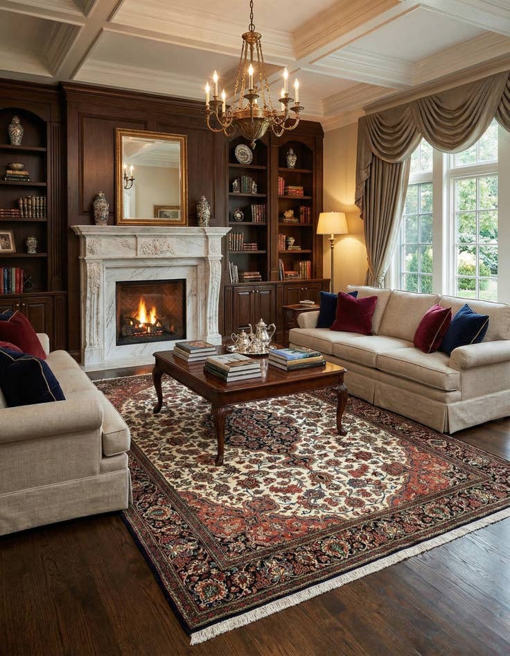 Detail image of 6' 8 x 9' 7  Hand Knotted Qom Persian Rug