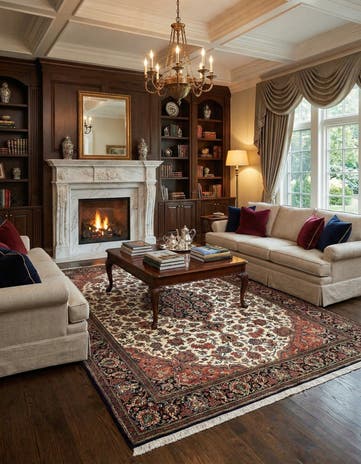 6' 8 x 9' 7 Hand Knotted Qom Persian Rug