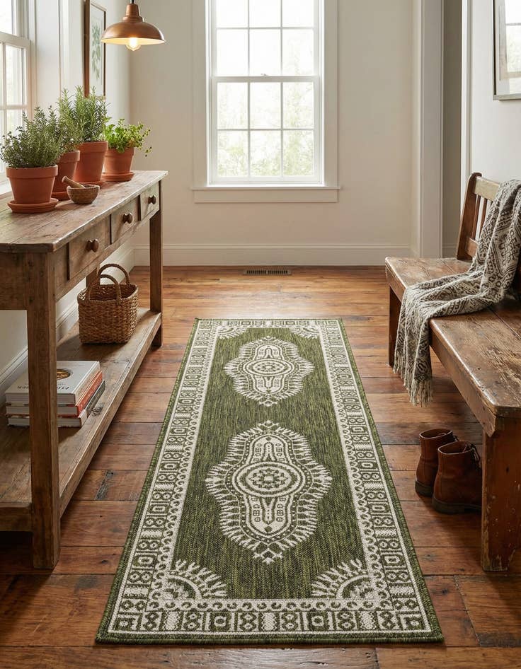 Detail image of 2' x 6' Easy-Clean Traditional Indoor / Outdoor Runner Rug