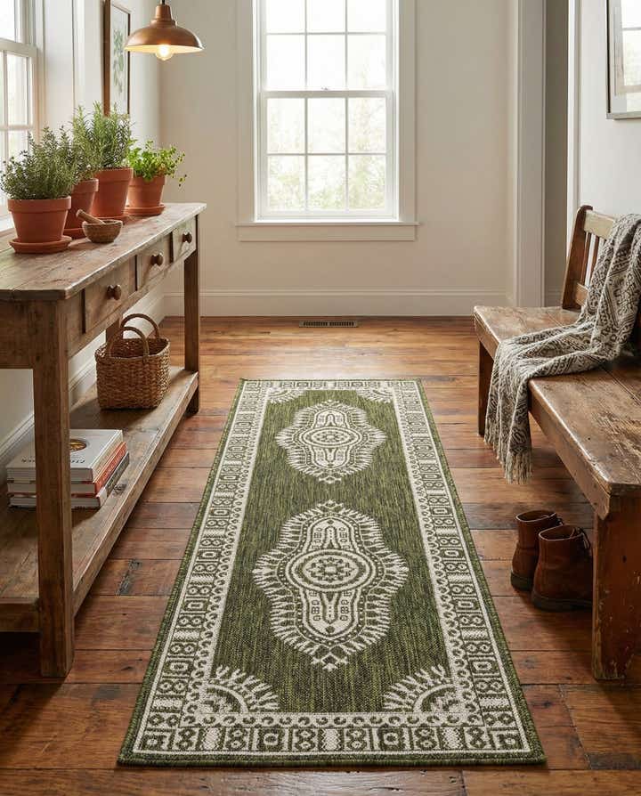 2' x 6' Easy-Clean Traditional Indoor / Outdoor Runner Rug