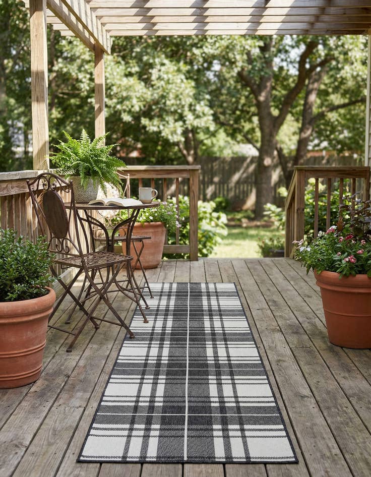 Detail image of 2' 7 x 12'  Washable Checkered Indoor / Outdoor Runner Rug