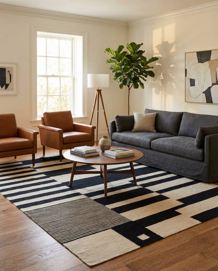 Detail image of 5' 8 x 7' 9 Hand Woven Kilim Modern Wool Rug