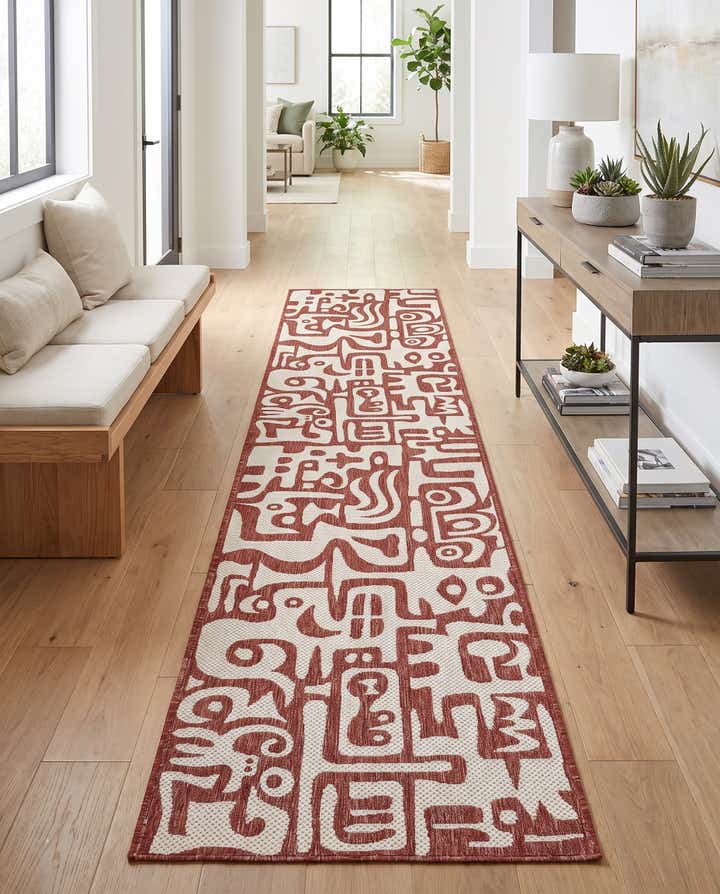 2' 7 x 12' Easy-Clean Modern Indoor / Outdoor Runner Rug