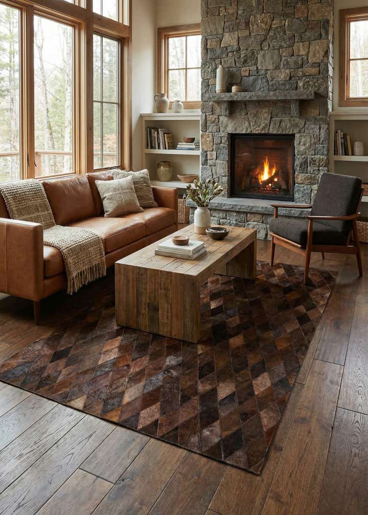 4' 7 x 6' 6 Cowhide Stocks Rug