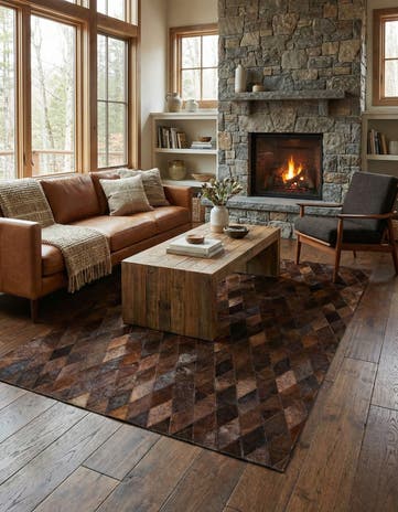 4' 7 x 6' 6 Cowhide Stocks Rug