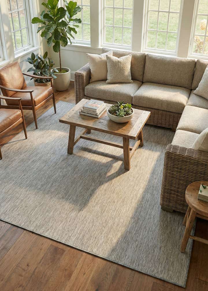 10' 2 x 10' 3 Easy-Clean Solid Indoor / Outdoor Square Rug