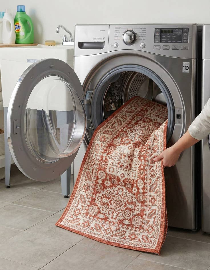 Detail image of 2' 7 x 12'  Washable Aztec Indoor / Outdoor Runner Rug