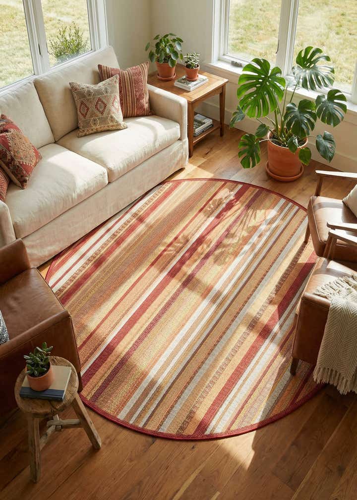 7' 10 x 7' 10 Easy-Clean Baja Indoor / Outdoor Round Rug