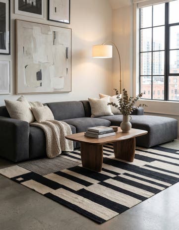 4' 8 x 6' 8 Hand Woven Kilim Modern Wool Rug