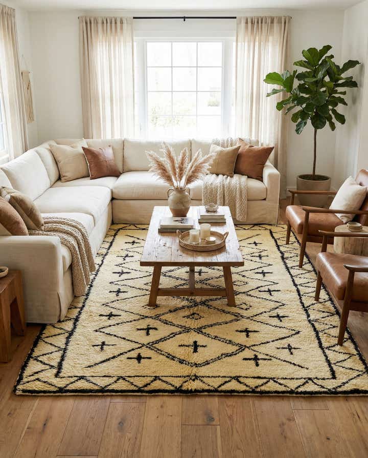 6' 6 x 9' 1 Hand Knotted Moroccan Wool Rug