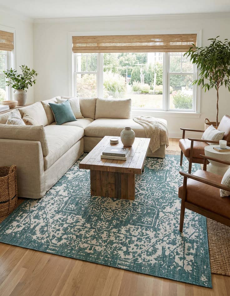 Detail image of 13' x 13'  Washable Jill Zarin Dubai Indoor / Outdoor Square Rug