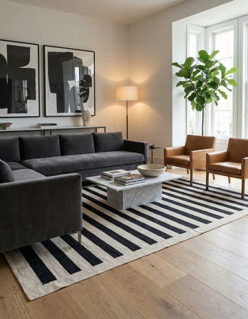 6' 6 x 9' 9 Hand Woven Kilim Modern Wool Rug