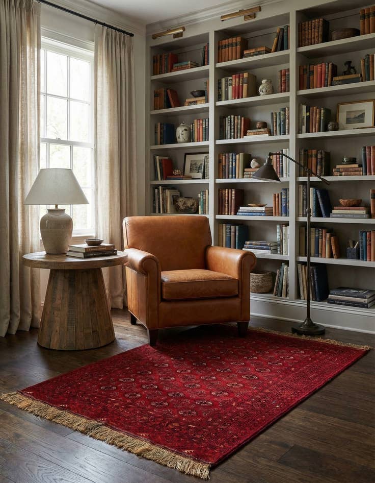 Detail image of 4' x 6'  Hand Knotted Afghan Akhche Wool Rug