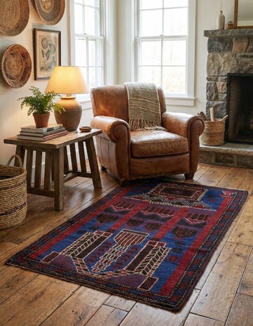 2' 10 x 4' 10 Hand Knotted Balouch Persian Wool Rug