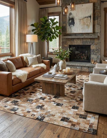 5' 3 x 7' 5 Cowhide Stocks Rug