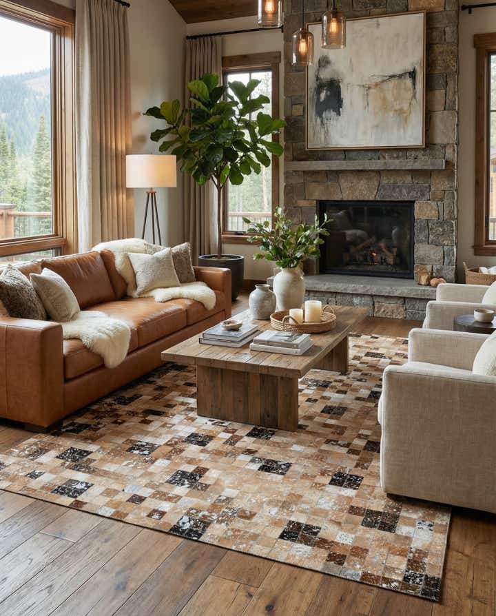 5' 3 x 7' 5 Cowhide Stocks Rug