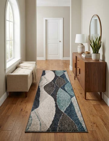 Blue Gray Equinox Runner Rug
