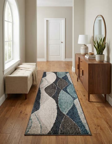 Blue Gray Equinox Runner Rug