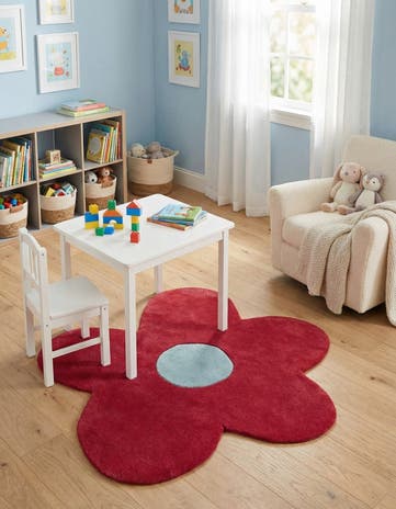 Magenta Happy Rugs Funky Flower Wool Round