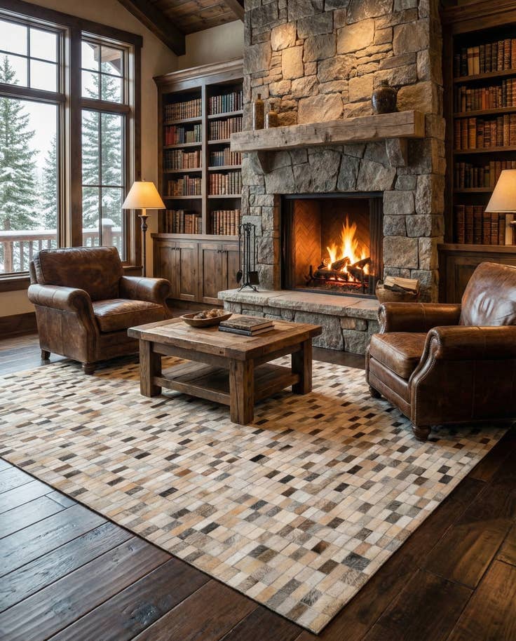 Detail image of 5' 1 x 8' Cowhide - Patchwork Rug