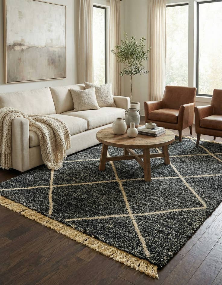 Detail image of 6' 7 x 9' 6  Hand Knotted Moroccan Wool Rug