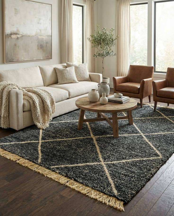 Detail image of 6' 7 x 9' 6 Hand Knotted Moroccan Wool Rug