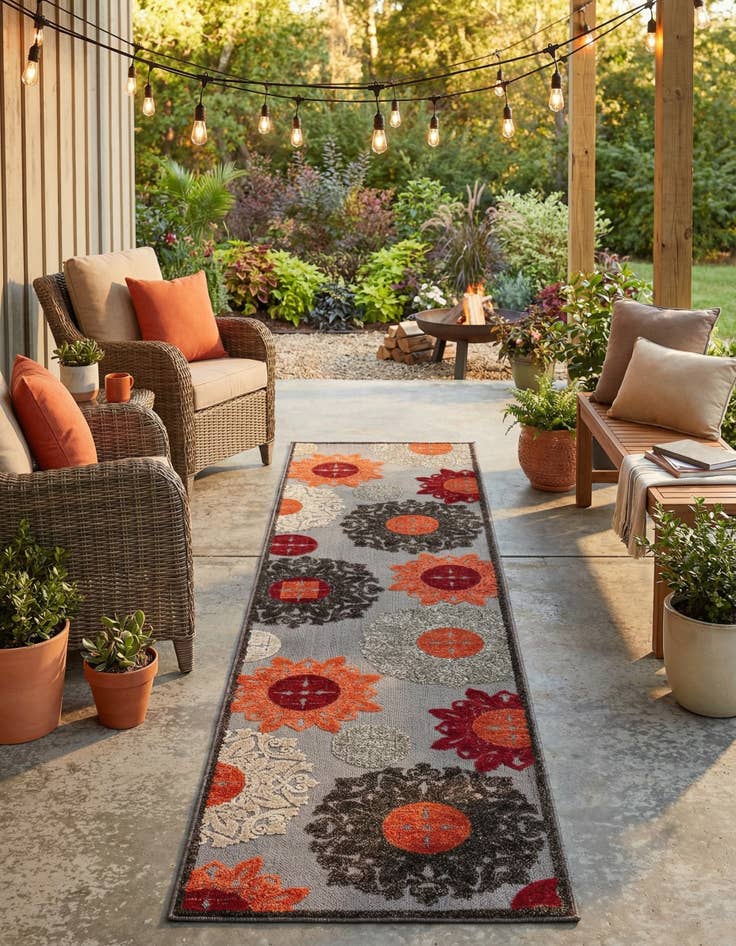 Detail image of 2' 7 x 10'  Washable Modern Indoor / Outdoor Runner Rug