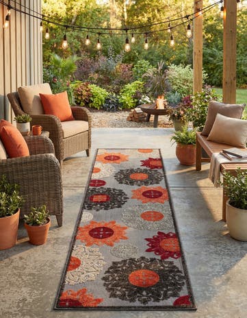 Brown Easy-Clean Modern Indoor / Outdoor Runner Rug