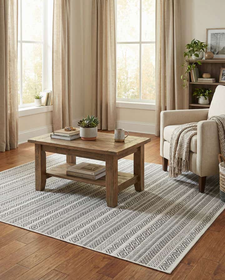5' 3 x 5' 3 Easy-Clean Ribbon Indoor / Outdoor Square Rug