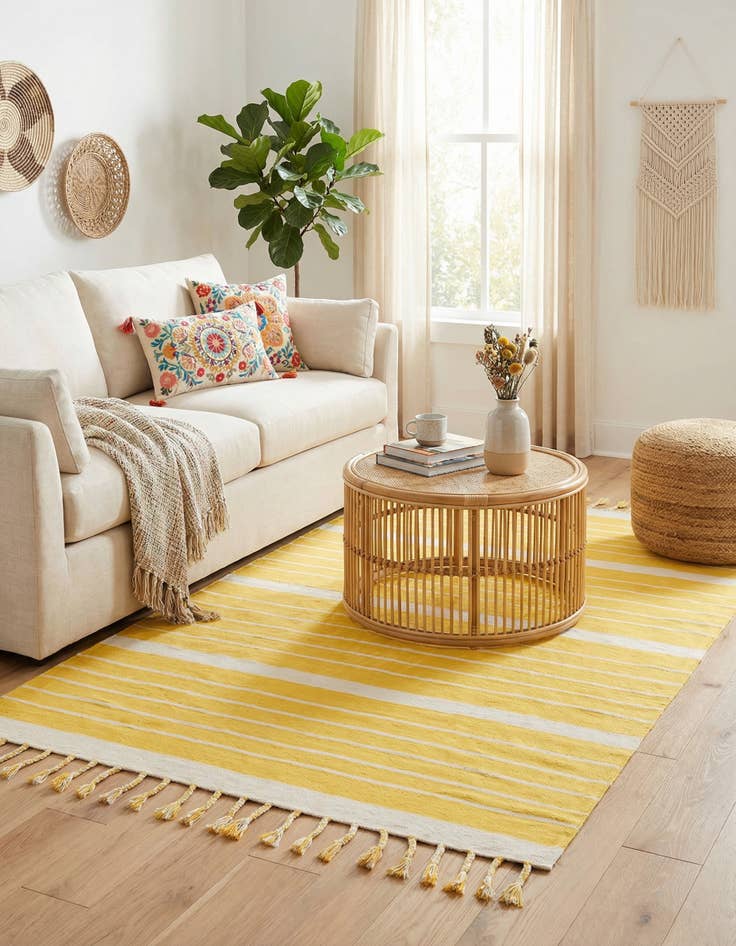 Detail image of 5' 1 x 8'  Hand Woven Chindi Cotton Rug