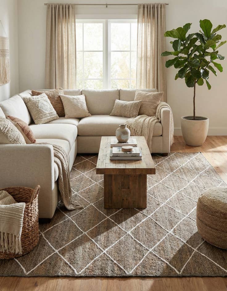 Detail image of  8' x 11'  Hand Braided Jute Rug