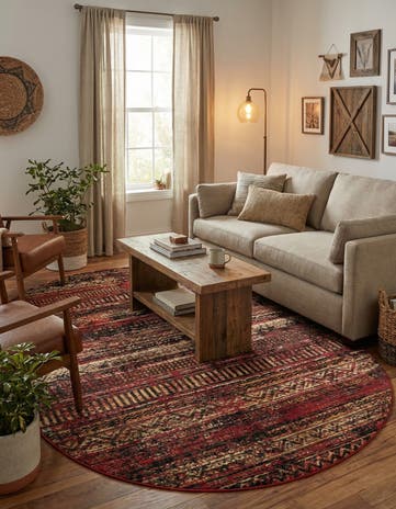 Burgundy Saturn Oval Rug