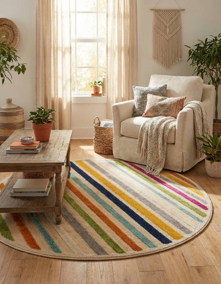Detail image of 5' 3 x 5' 3 Easy-Clean Aruba Indoor / Outdoor Round Rug