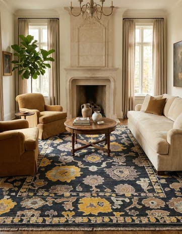 9' x 12' 7 Hand Knotted Oushak Wool Rug