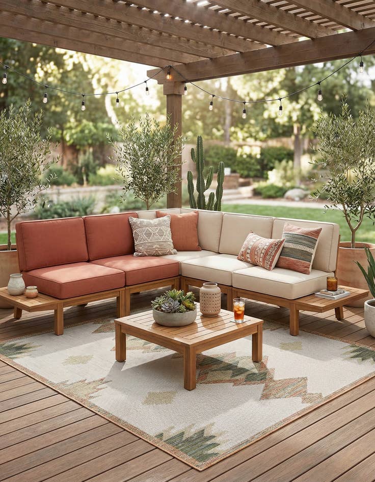 Detail image of 7' 10 x 7' 10  Washable Baja Indoor / Outdoor Square Rug