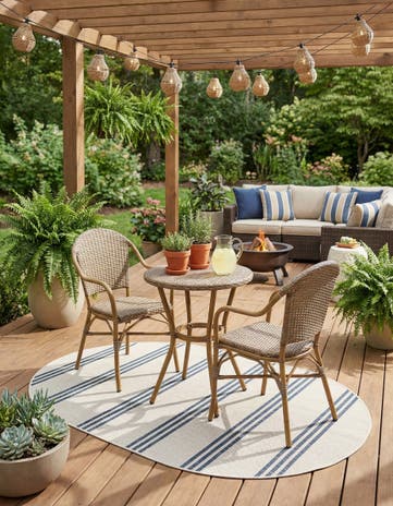Ivory Easy-Clean Jill Zarin Anguilla Indoor / Outdoor Oval Rug