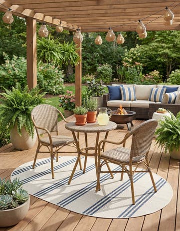 Ivory Easy-Clean Jill Zarin Anguilla Indoor / Outdoor Oval Rug