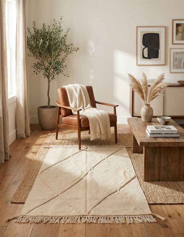 Detail image of 3' 4 x 5' 1  Hand Knotted Moroccan Wool Rug