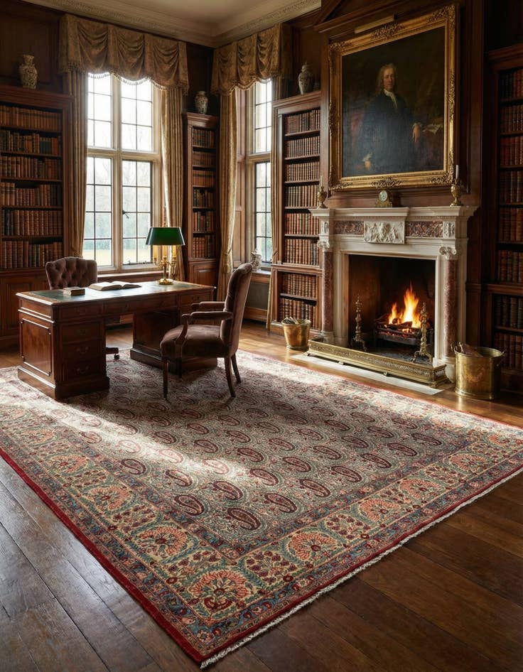 Detail image of 9' 6 x 13' 11  Hand Knotted Ghom Persian Wool Rug