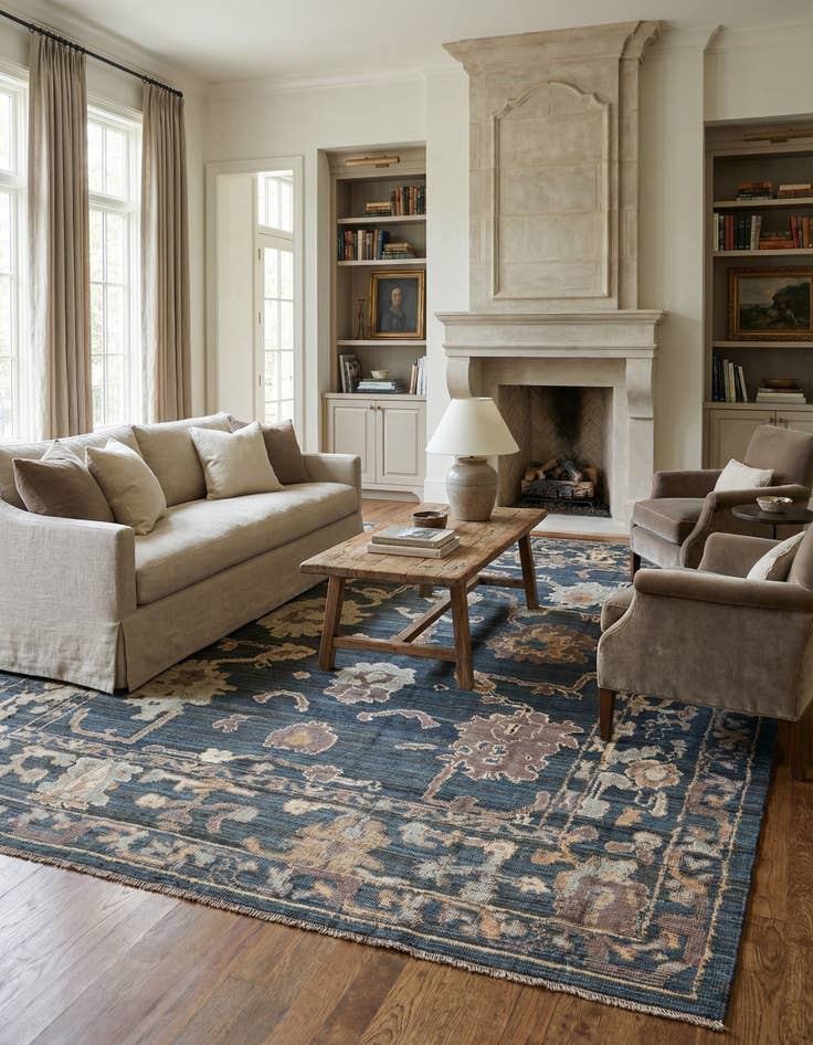 Detail image of 9' 1 x 12' 1 Hand Knotted Oushak Wool Rug
