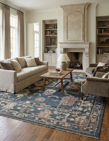 9' 1 x 12' 1 Hand Knotted Oushak Wool Rug