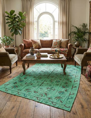 5' 7 x 7' 7 Hand Woven Kilim Suzani Wool Rug