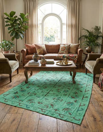 5' 7 x 7' 7 Hand Woven Kilim Suzani Wool Rug