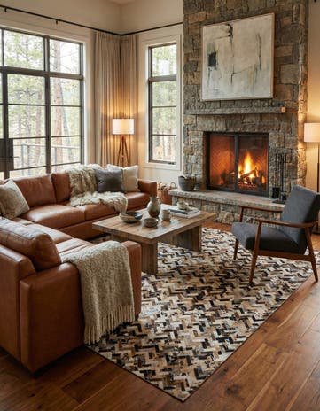 5' x 7' 8 Cowhide Leather Rug