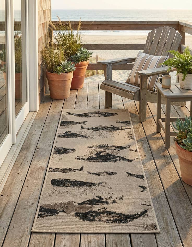 Detail image of 2' x 5'  Washable Coastal Indoor / Outdoor Runner Rug