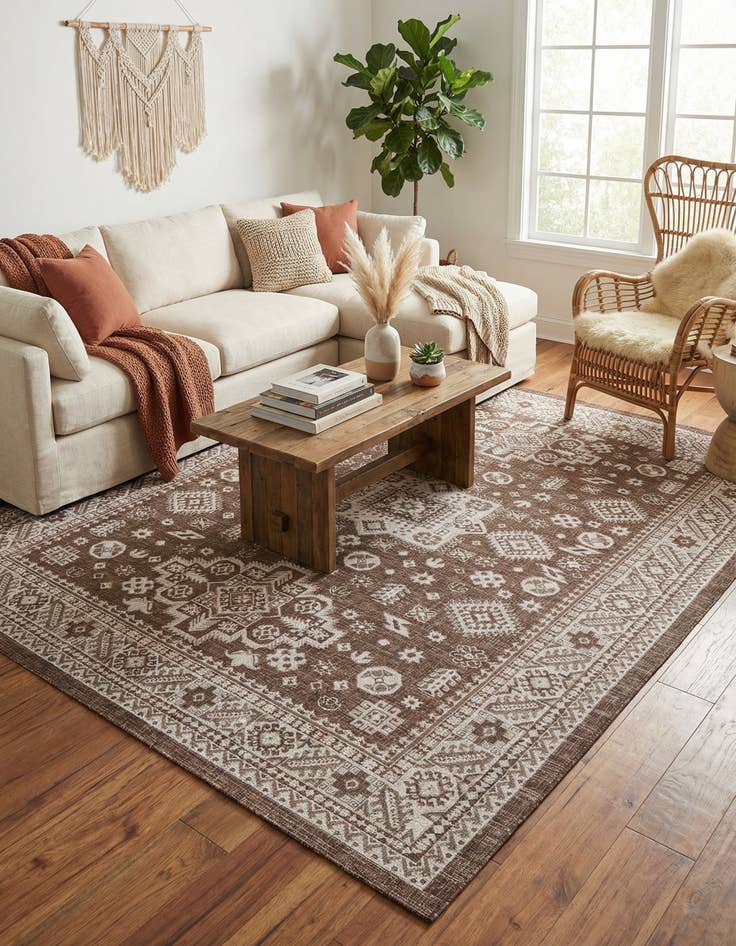 Detail image of 7' 10 x 11' Easy-Clean Aztec Indoor / Outdoor Rug